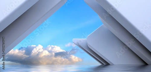 Abstract mesh background with perspective grid. White lines geometric shapes on dark gradient backdrop create depth illusion. Wireframe landscape technology network visualization