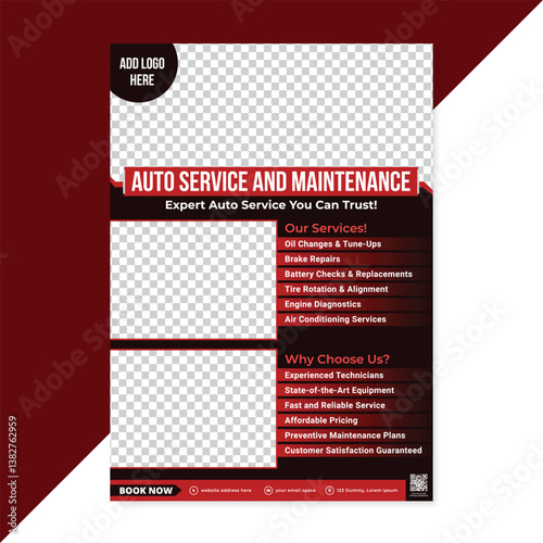 Modern, eye-catching flyer for an auto repair shop. Automotive Repair Flyer