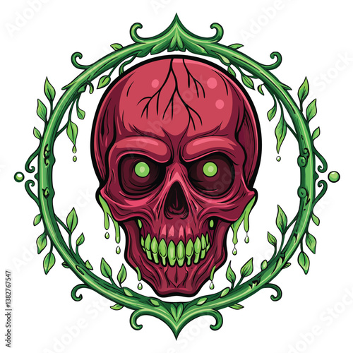 Design a terrifying alien creature using bold vector strokes.  Emphasis on sharp angles and intense colors for a dramatic effect.