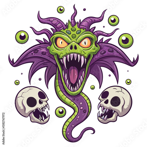 Design a vector illustration of a terrifying, gooey substance with bold, dynamic strokes.  The goo should appear viscous and menacing.