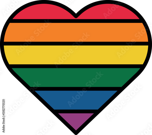 rainbow heart vector, lgbt pride heart, colorful love symbol illustration