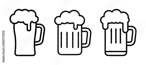 Beer mug icon, Beer mug silhouette, Elegant beer black silhouette vector
