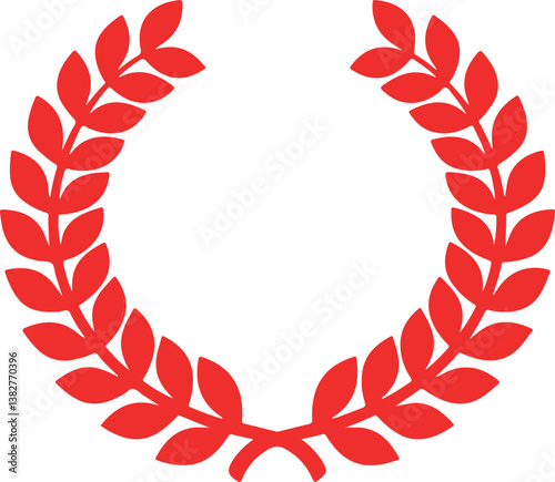 laurel wreath vector, red victory wreath, award wreath clipart