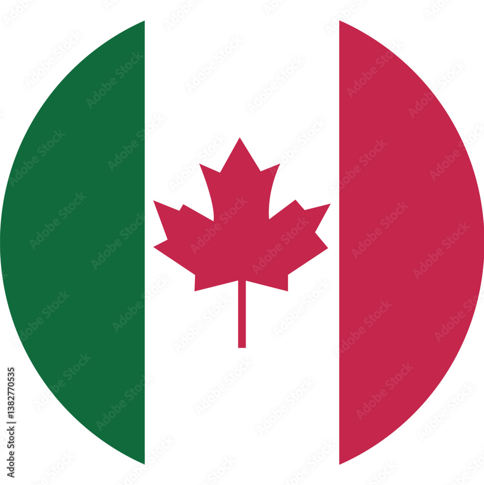 Fototapeta premium canada italy flag mashup, italian canadian culture icon, canada and italy merged flag vector
