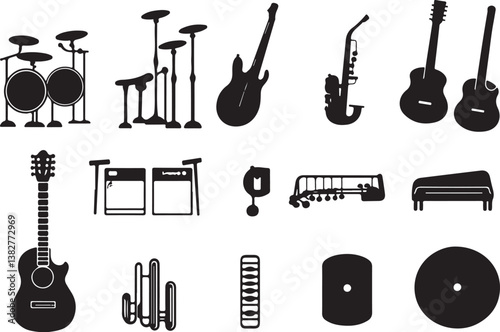 Guitar Silhouette Bundle | Rock Music Guitarist Clipart