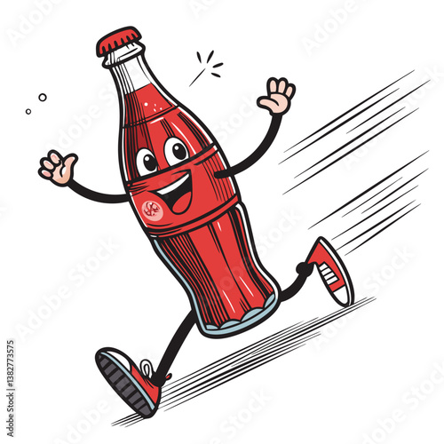 Create a bold, vector illustration of a vintage cola bottle with striking color gradients and impactful brush strokes, emphasizing a retro aesthetic.
