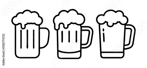 Beer mug icon, Beer mug silhouette, Elegant beer black silhouette vector