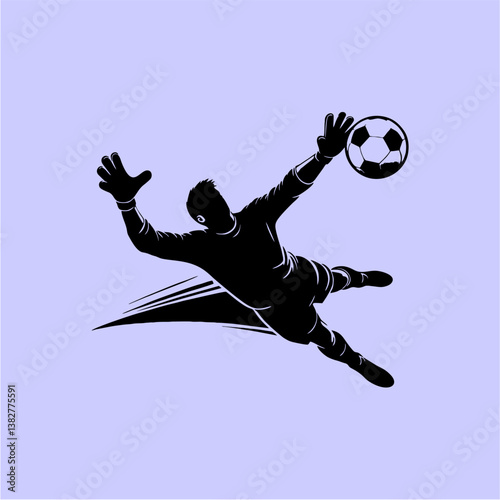 Silhouette of a Goalkeeper Diving to Make a Save with Arms Extended