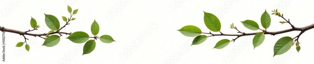 Branches with leaves and twigs on a white backdrop, nature, branch, leaf branch Branches with leaves and twigs on a white backdrop, nature, branch, leaf branch
