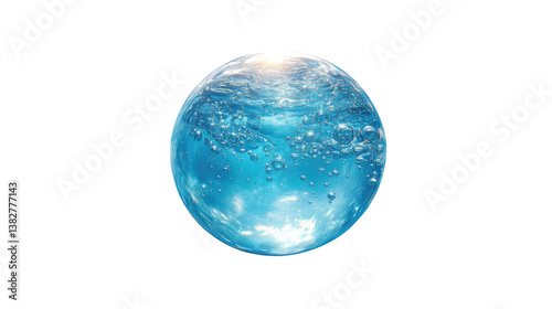 Wallpaper Mural Ocean Sphere: This captivating shot displays a glass sphere, seemingly encapsulating the ocean's essence with delicate bubbles and shimmering water. Torontodigital.ca