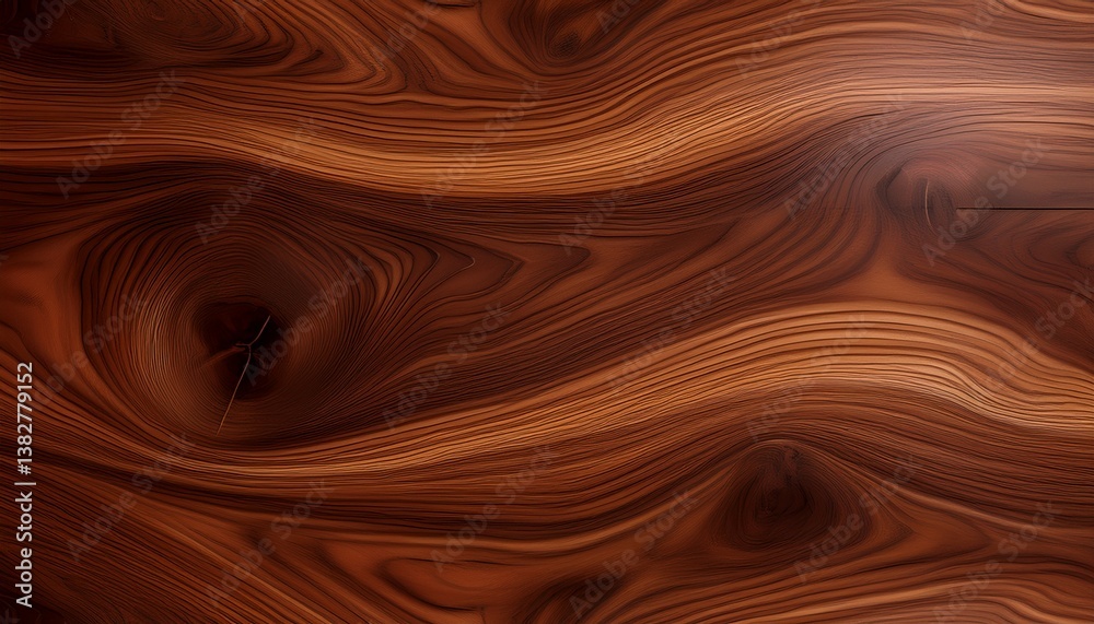 Fototapeta premium A dark walnut wood seamless pattern with a high-polish finish. This luxurious, realistic texture with smooth reflections is perfect for elegant interior design, furniture, and backgrounds.