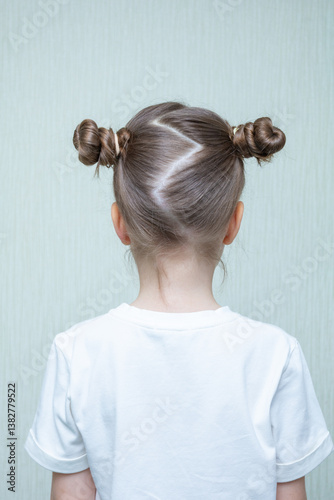 Little girl with Boxer braids, African hair style also known as Kanekalon braids. Close up on hairstyle