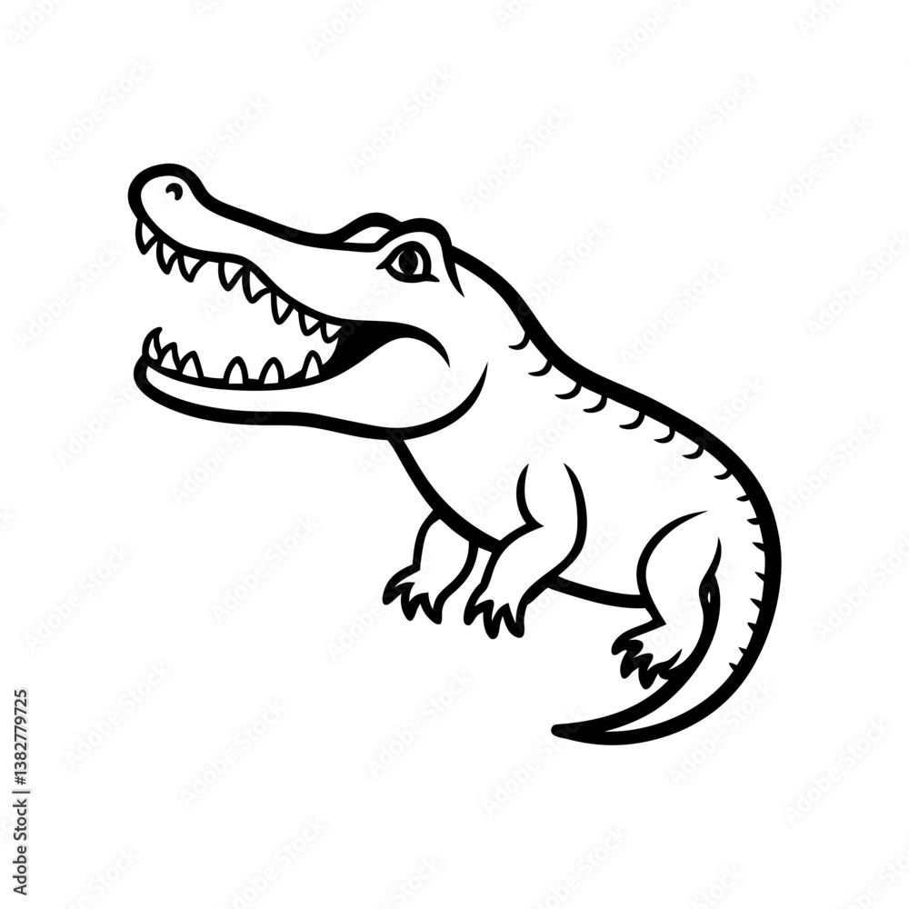 Fototapeta premium A Crocodile with an open mouth silhouette illustration