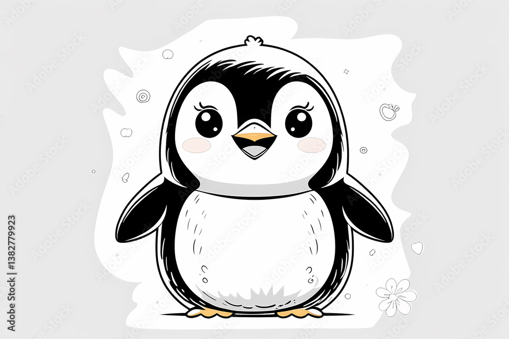 Obraz premium penguin on coloring page
