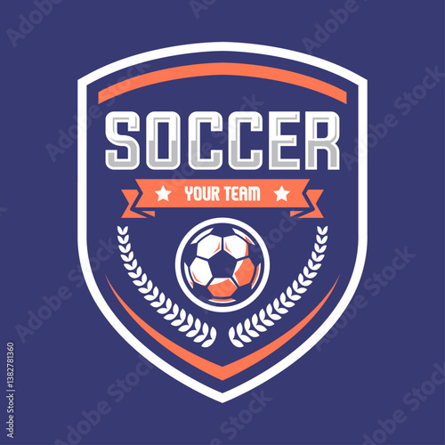 Soccer Logo or football logo club sign badge isolated. Football logo vector with shield background design
