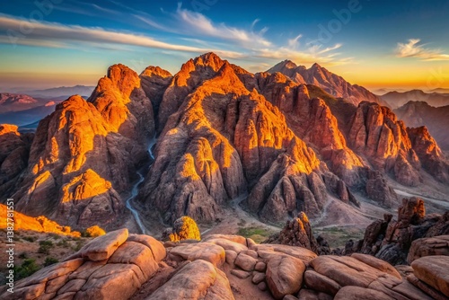 Majestic Mount Sinai Sunrise: Panoramic View of Egypt's Holy Mountain