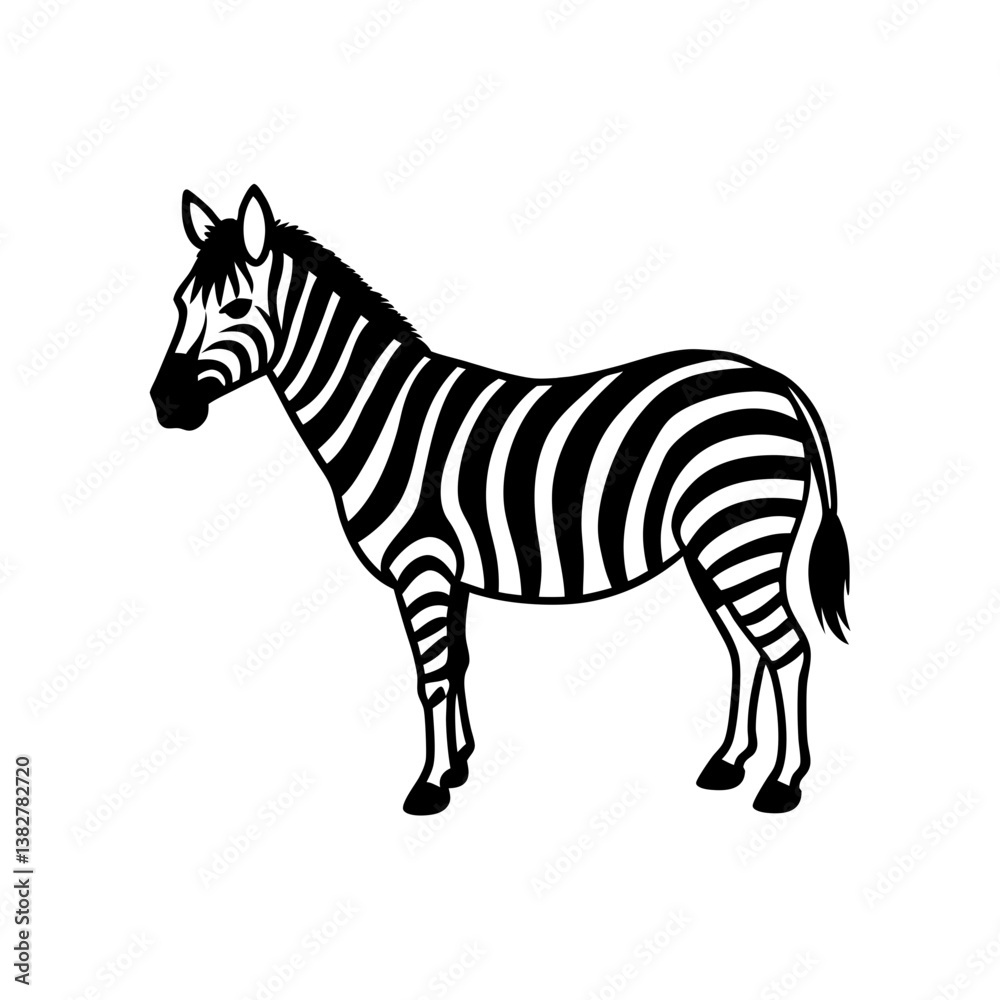 Obraz premium A Zebra with bold stripes silhouette illustration