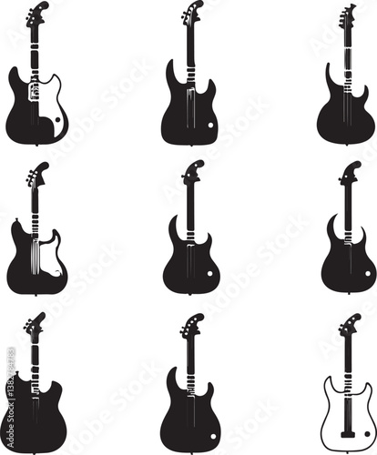 Elegant Guitarist Silhouettes" or "Musical Princesses with Guitars