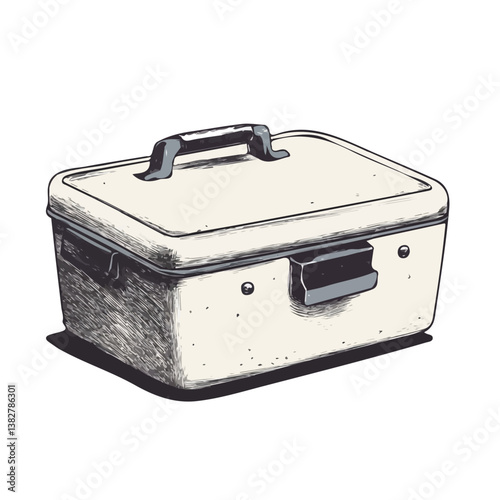 Bait box minimalist flat illustration, featuring a clean design isolated on a white background.

