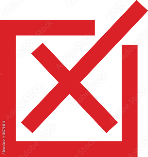 Checklist icon. wrong and tick with red color for survey and verify