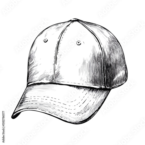 Baseball cap minimalist flat illustration, featuring a clean design isolated on a white background.

