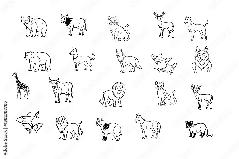 Set of animal outline icons . Linear icon collection. Editable stroke. Vector illustration Set of animal outline icons . Linear icon collection. Editable stroke. Vector illustration