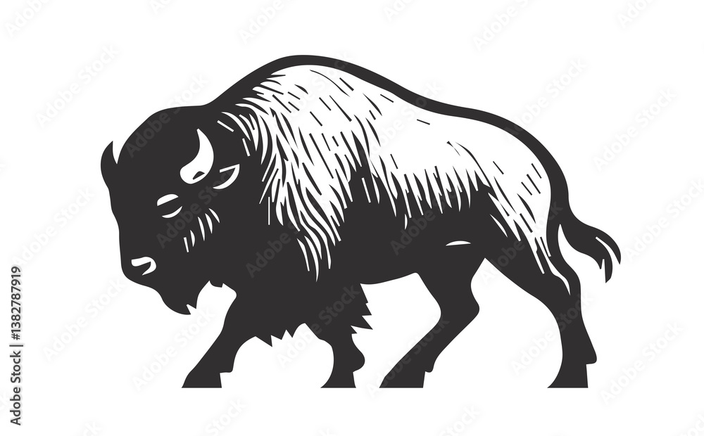 Fototapeta premium silhouette of the wild bison animal nature vector illustration 