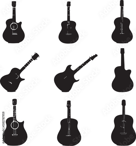 Guitar Silhouette Bundle | Rock Music Guitarist Clipart