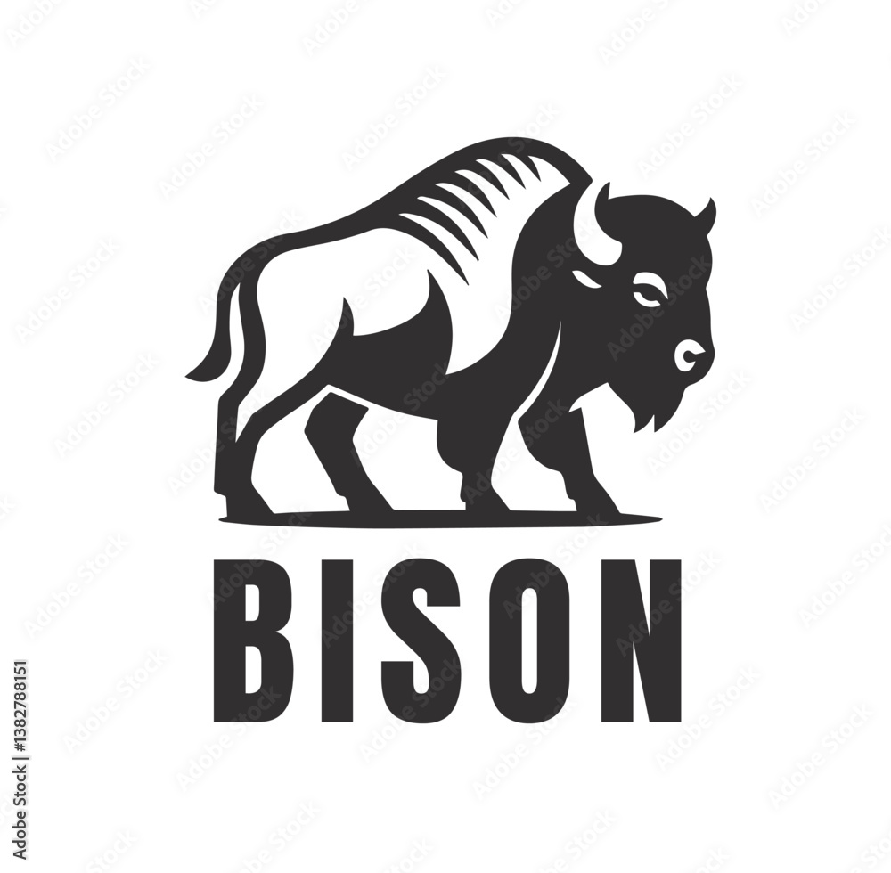 Obraz premium silhouette of the wild bison animal nature vector illustration