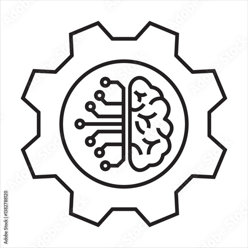Circuit board with gear icon,Smart AI Cogwheel engineering technology concept,Digital technology. Vector illustrationFor your website,logo,app, UI design.