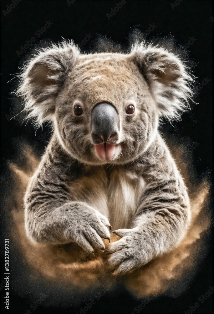 Obraz premium Koala Wild Animal Elegant Dramatic Portrait On A Mist Dark Background