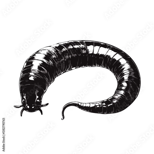 Earthworm minimalist flat illustration, featuring a clean design isolated on a white background.


