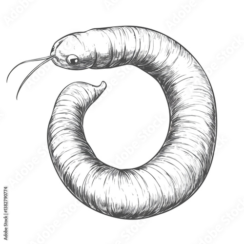Earthworm minimalist flat illustration, featuring a clean design isolated on a white background.

