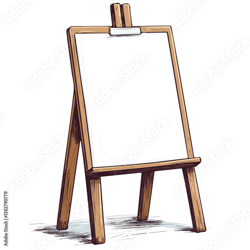 Easel stand minimalist flat illustration, featuring a clean design isolated on a white background.

