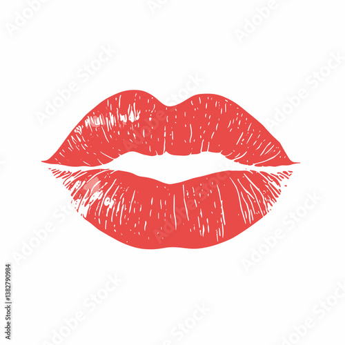 Kissing lips lipstick imprint isolated on a white background