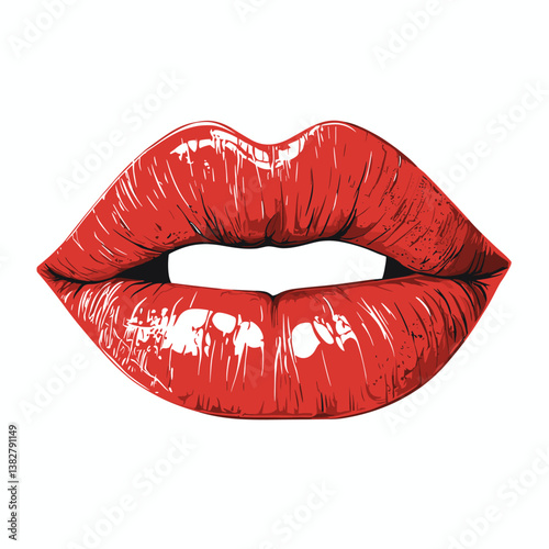 Kissing lips lipstick imprint isolated on a white background