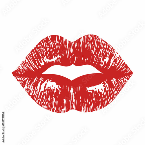 Kissing lips lipstick imprint isolated on a white background