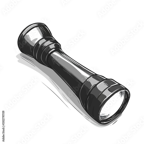 Flashlight minimalist flat illustration, featuring a clean design isolated on a white background.

