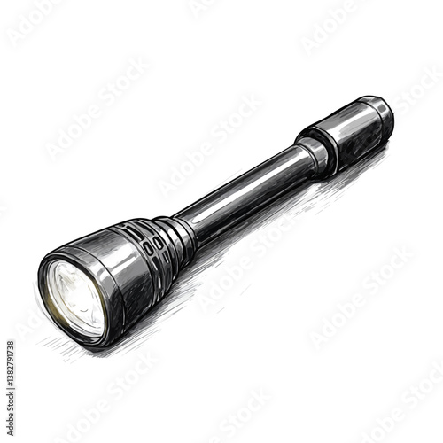 Flashlight minimalist flat illustration, featuring a clean design isolated on a white background.

