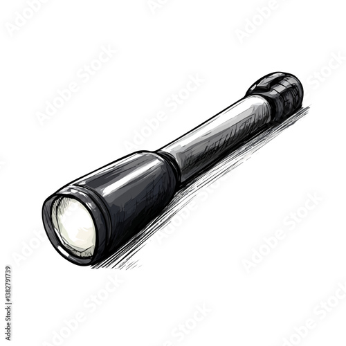 Flashlight minimalist flat illustration, featuring a clean design isolated on a white background.

