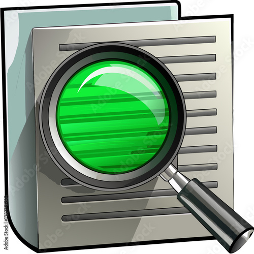 Icon of a Magnifying Glass Over Document Background  