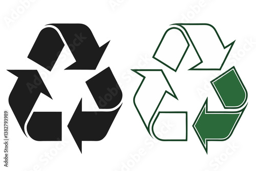 Black Recycle Symbol Arrows Environment Illustration Single Object Isolated On White Background 