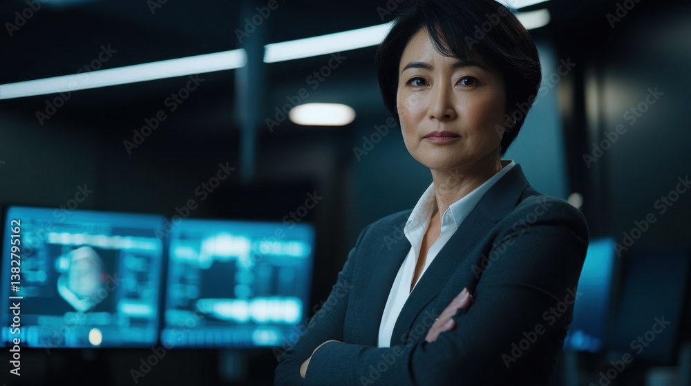 Naklejka premium Confident Asian woman in an office.