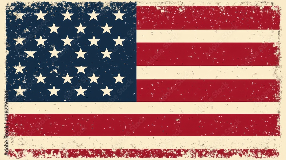 Naklejka premium Grunge American flag design.