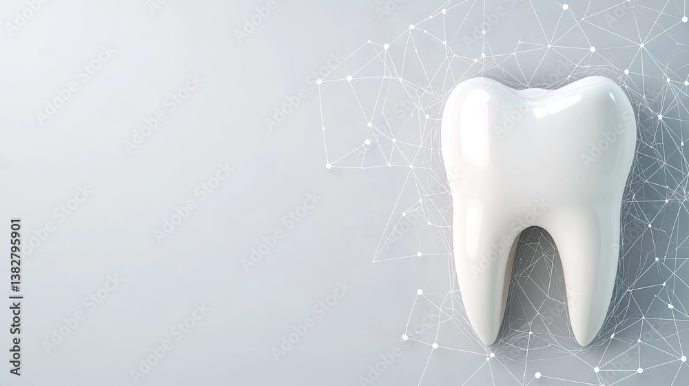 A white 3D tooth model stands against a gradient background, illustrating the intersection of dental care and technology. A white 3D tooth model stands against a gradient background, illustrating the intersection of dental care and technology.