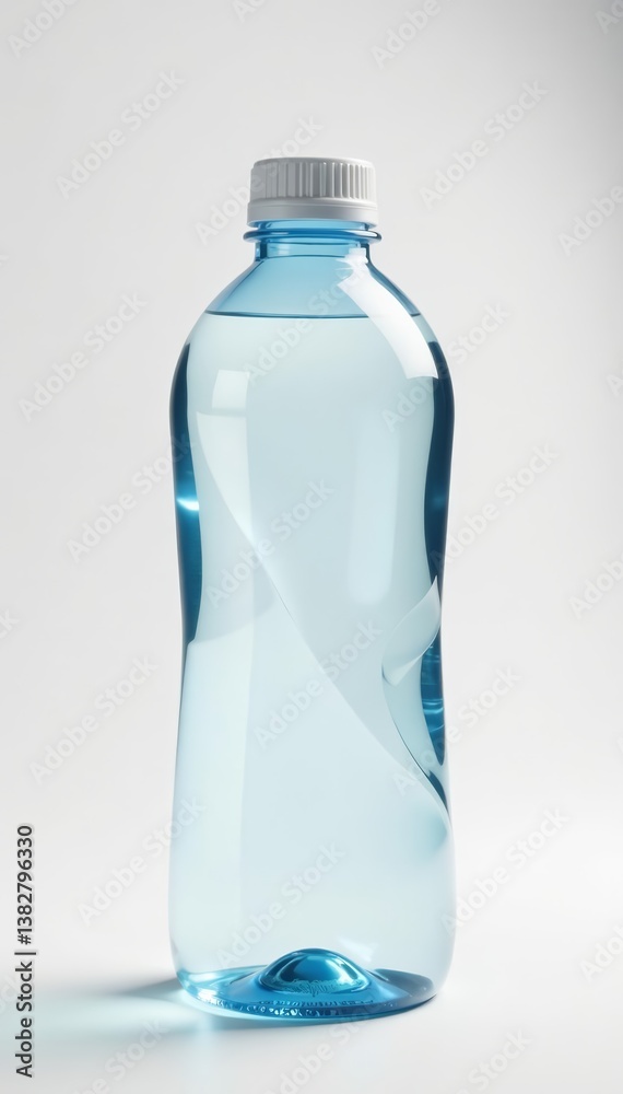 Clear empty PET plastic bottle mock up on white background, isolated, packaging design