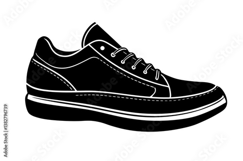 Sports Shoe Silhouette Design For Footwear Fashion Sneakers Gym Wear And Athletic Outfit Concept