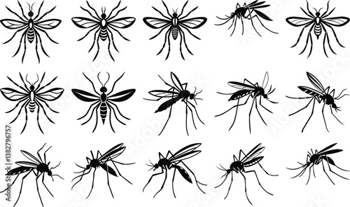 Silhouette of mosquito set