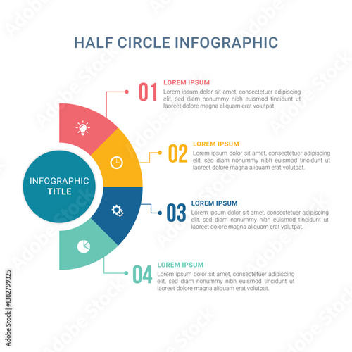 Half Circle infographic 4 steps