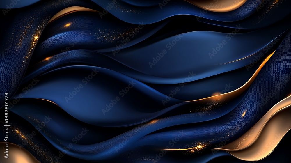 Obraz premium Elegant Blue Gold Abstract Waves Background. (1)